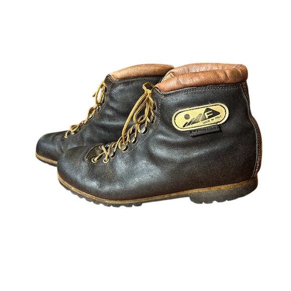 Vintage The Alps Fabiano Hiking Boots Brown Leather Made in Italy Men's Size 11 - Picture 3 of 11